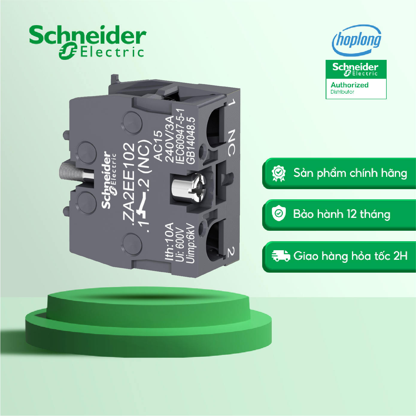 Tiếp điểm nc za2ee102 cho công tắc, nút nhấn schneider