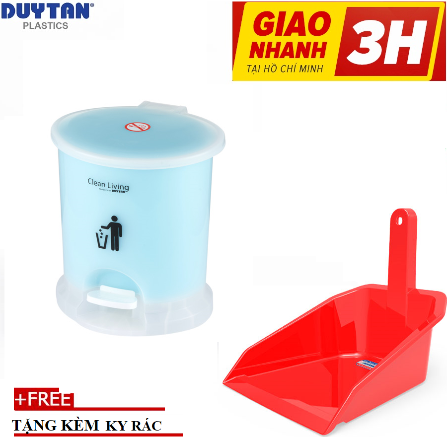 Thùng rác oval nhỏ duy tân- tặng kèm ky rác- màu ngẫu nhiên