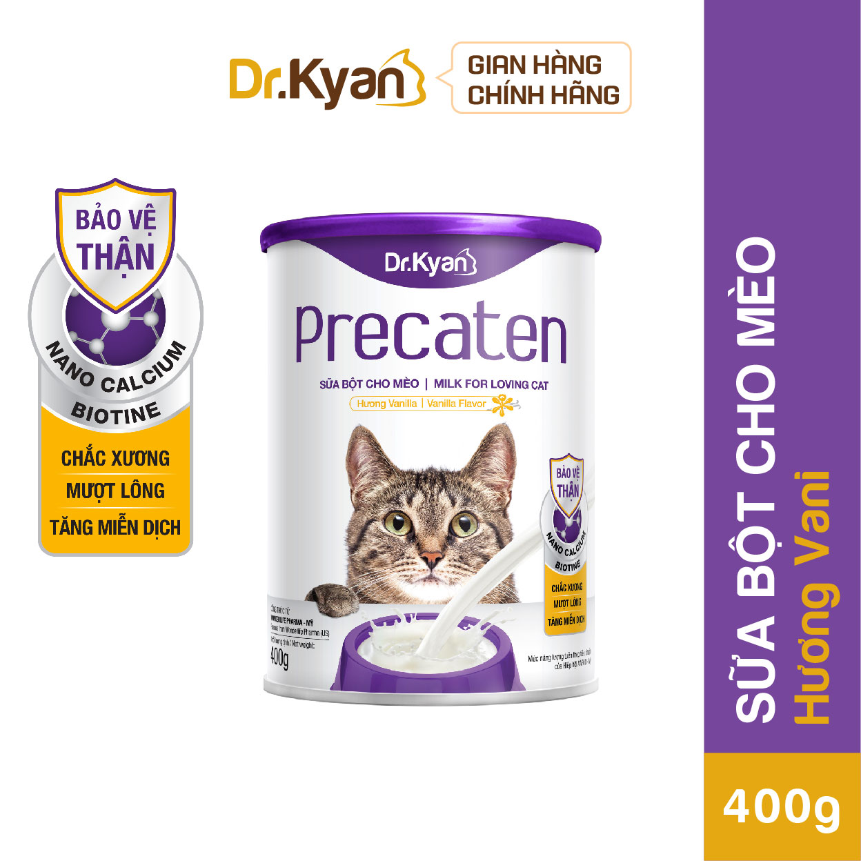 Dr.kyan - sữa bột precaten cho mèo lon 400g