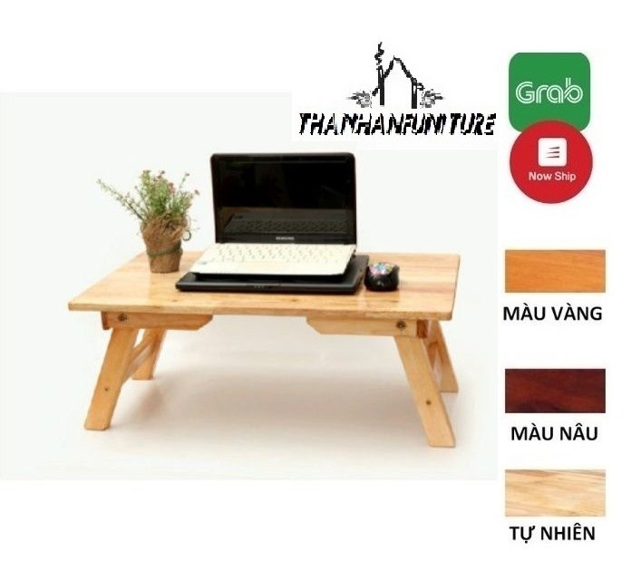 Bàn gỗ chân xếp đa năng kích thước 40x60cm - Bàn Laptop gỗ cao su tiện dụng