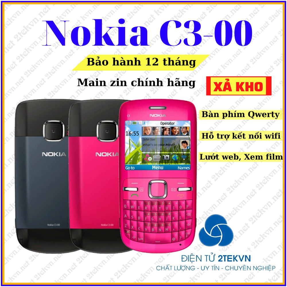 Điện thoại Nokia C3-00 bàn phím QWERTY, main zin chính hãng - Bảo hành 12 tháng