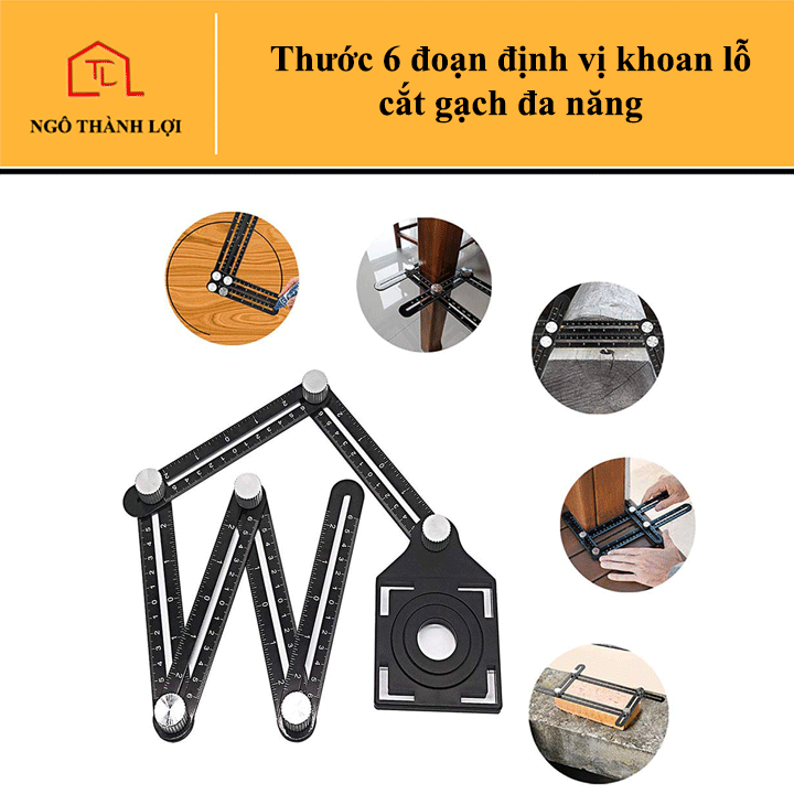 Thước 6 đoạn định vị khoan lỗ cắt gạch đa năng