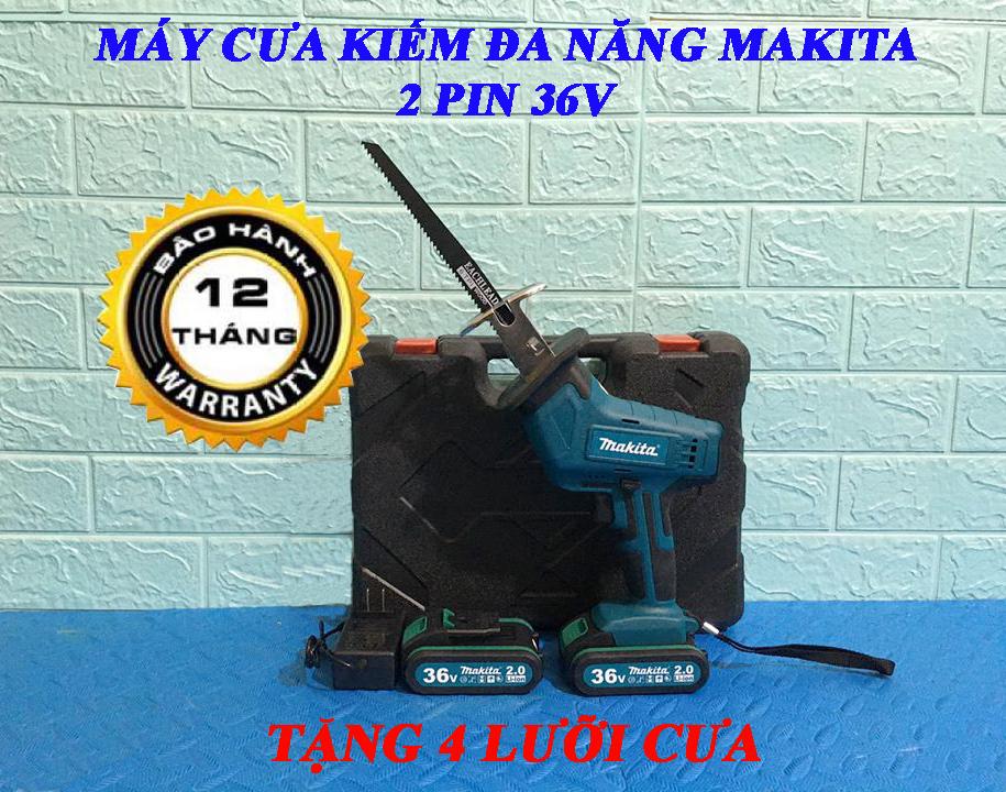 Máy cưa kiếm đa năng makita dùng pin 36v, 2 pin bảo hành 12 tháng, tặng 4 lưỡi cưa- máy cưa đa năng