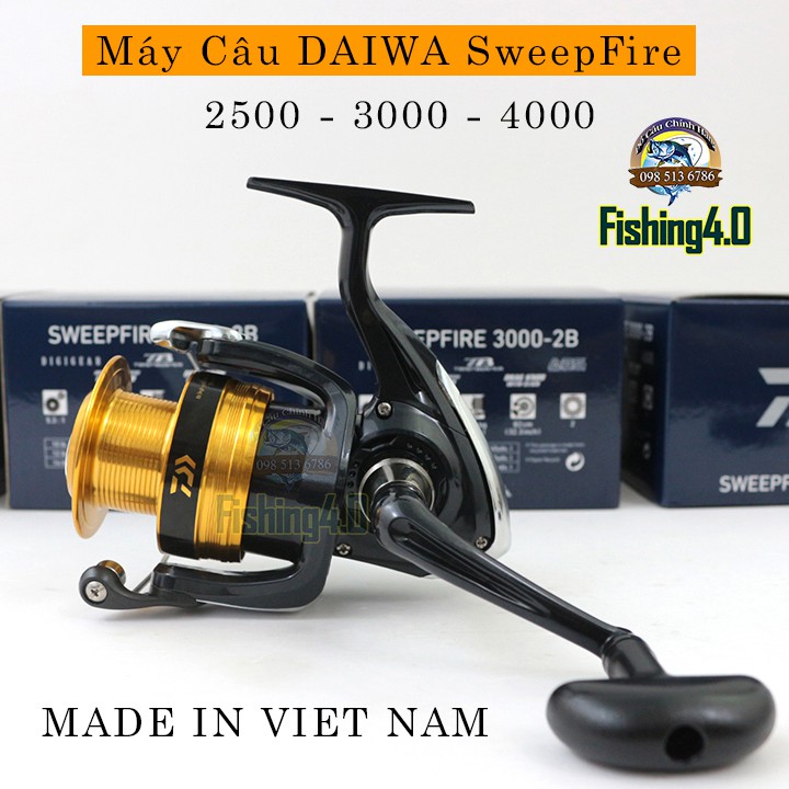 Máy câu cá daiwa sweepfire 2500 3000 4000 - 2b made in viet nam - cam kết bảo hành đổi trả trong 2 tuần đầu