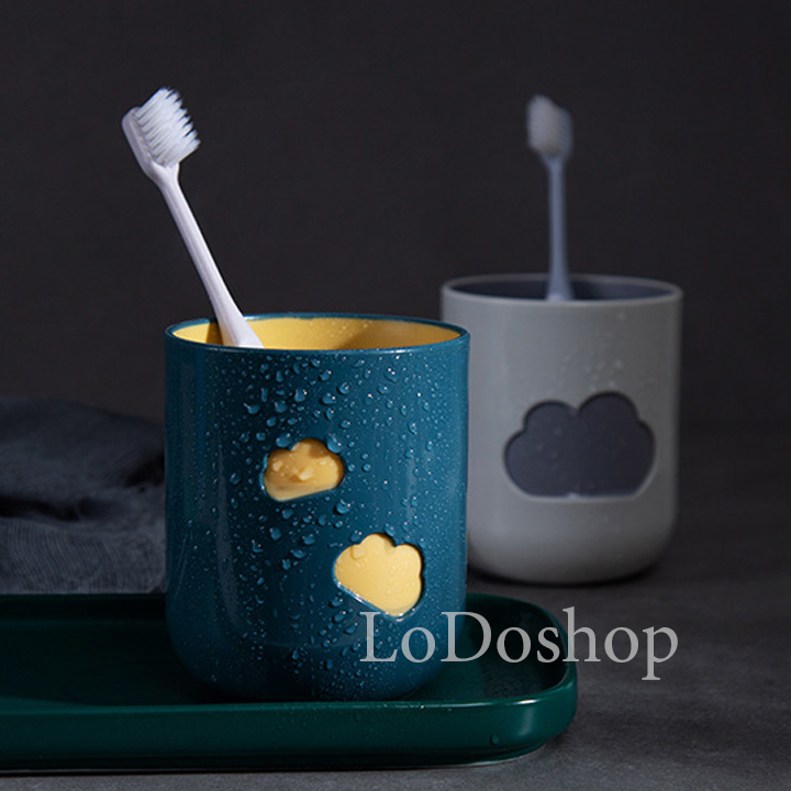 Cốc đựng bàn chải đánh răng hình đám mây 2 lớp - Cốc súc miệng phòng tắm - Ly đựng nước bằng nhựa