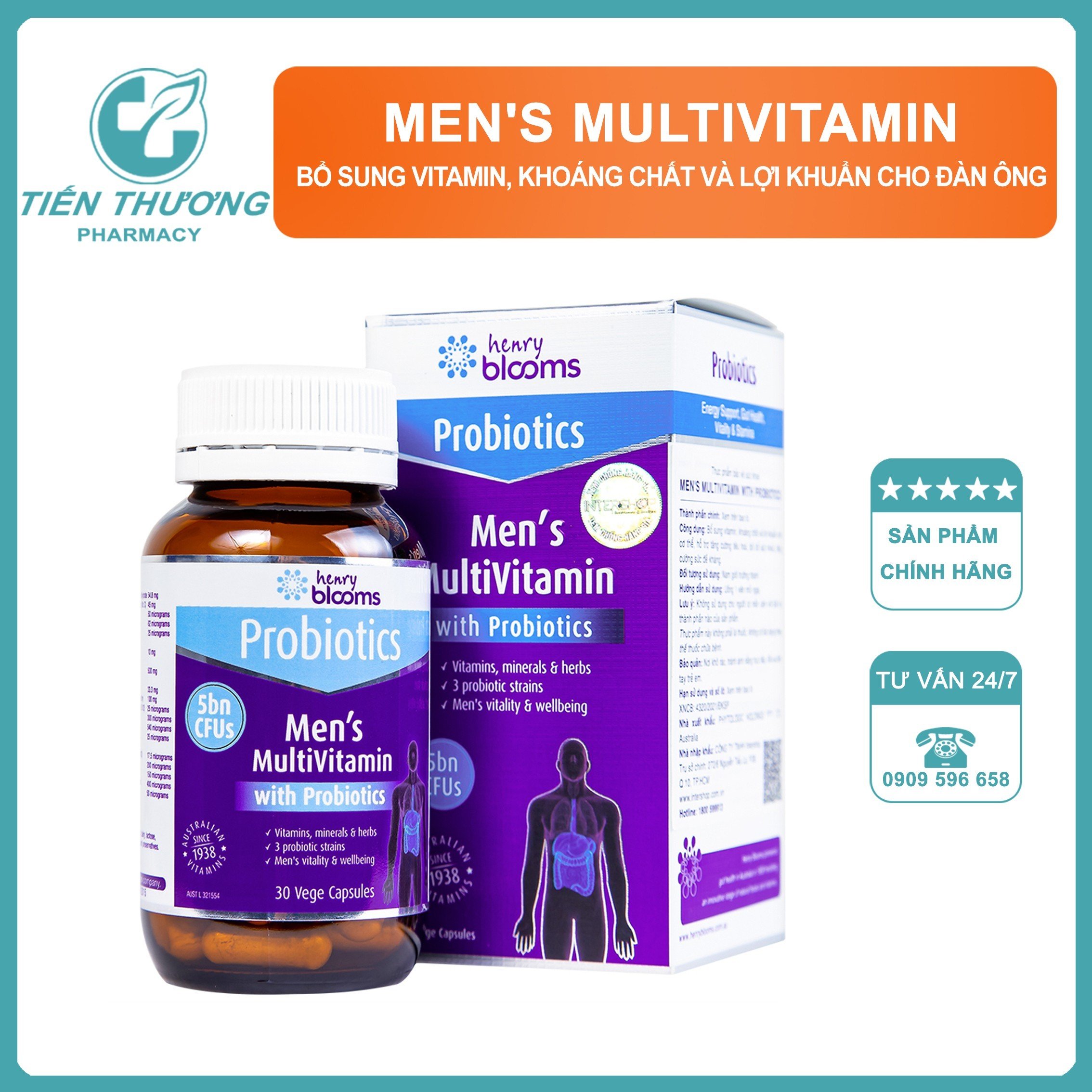 Men s Multivitamin With Probiotics Henry Blooms contains vitamins