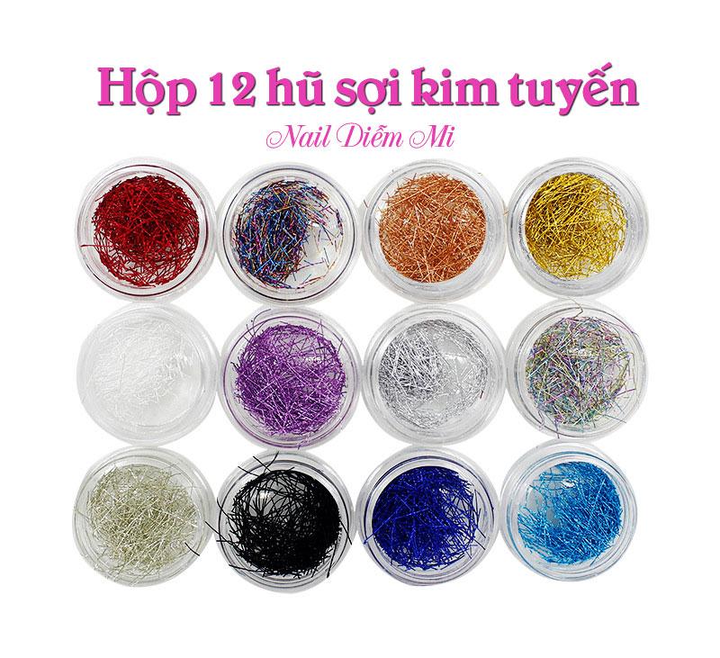 [HCM]Hộp 12 hũ sợi kim tuyến màu