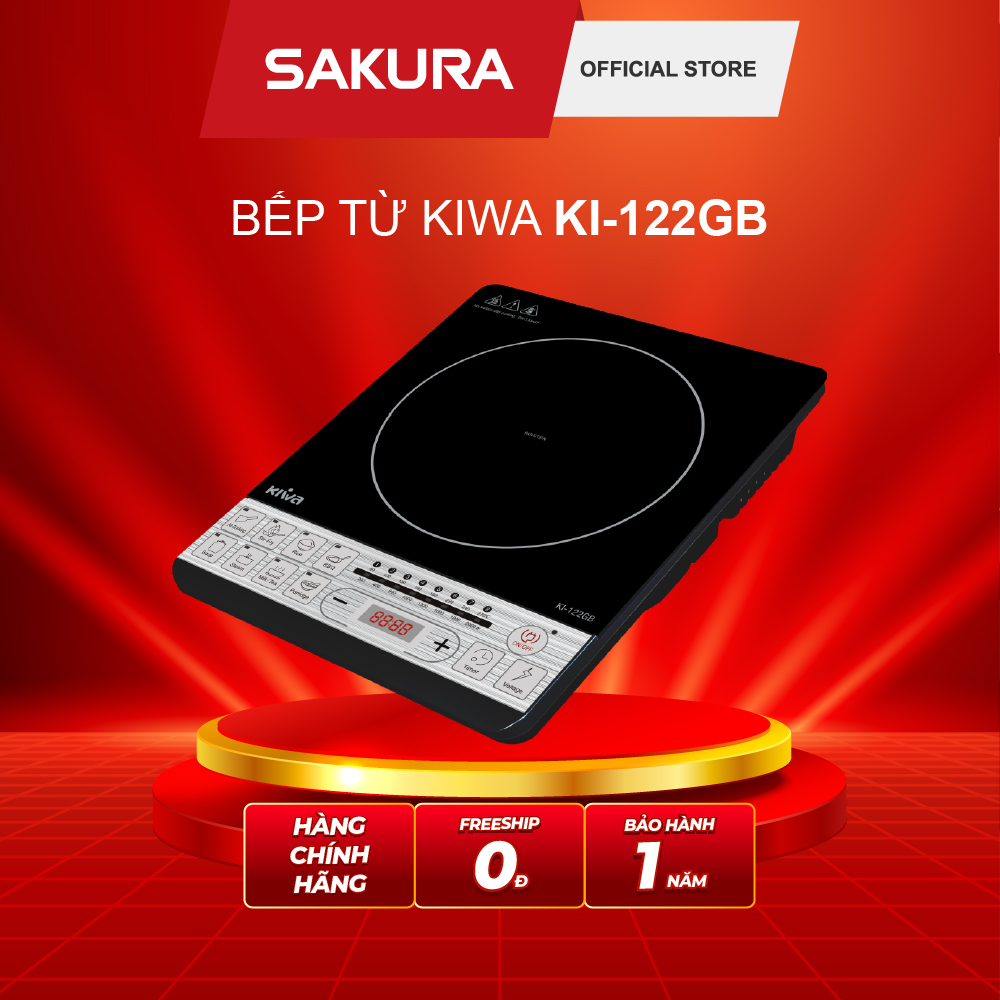 Bếp từ đơn Kiwa KI-122GB - Công suất 2000W - 8 chức năng nấu - Bảo hành chính hãng 12 tháng