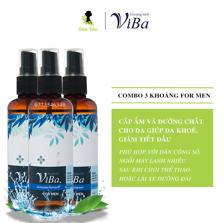 Combo 3 khoáng tươi for men ViBa - Cam kết da giảm tiết dầu, sáng da, đều màu sau 5 ngày sử dụng - An toàn với mọi loại da - Dinh ViBa