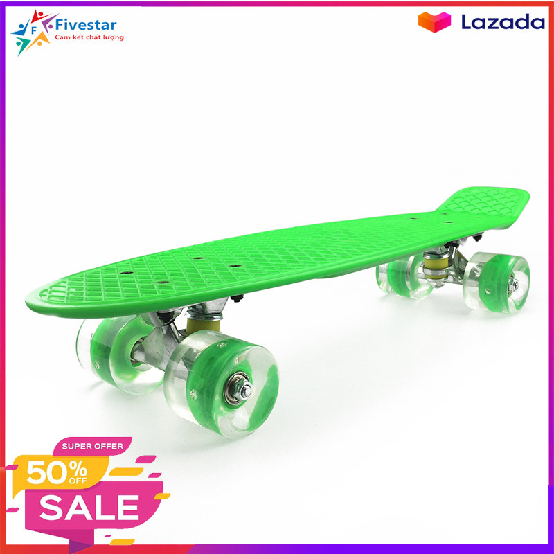 Ván trượt Skateboard bánh xe có đèn Led trục kim loại cao cấp cho bé (kích thước 56x10x13 cm)