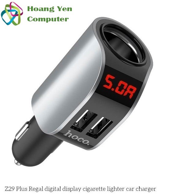 [HCM]Cốc Sạc Xe Hơi Hoco Z29 Plus 1 Cổng Tẩu Sạc 2 Cổng Sạc USB - BH 1 Năm - Hoàng Yến Computer