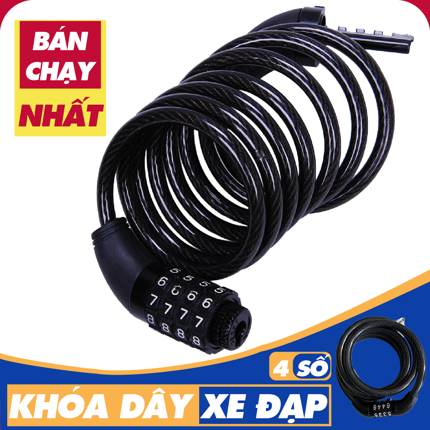 Dây khóa số ZOLI Khoá dây xe đạp, khóa xe đạp, khóa dây xe đạp - Khóa chống trộm chịu lực tốt bọc nhựa, đổi được mật mã cho khóa 5 số, dây dài 80 cm, đường kính dây cáp dày dặn ( Có 2 loại 4 và 5 số )