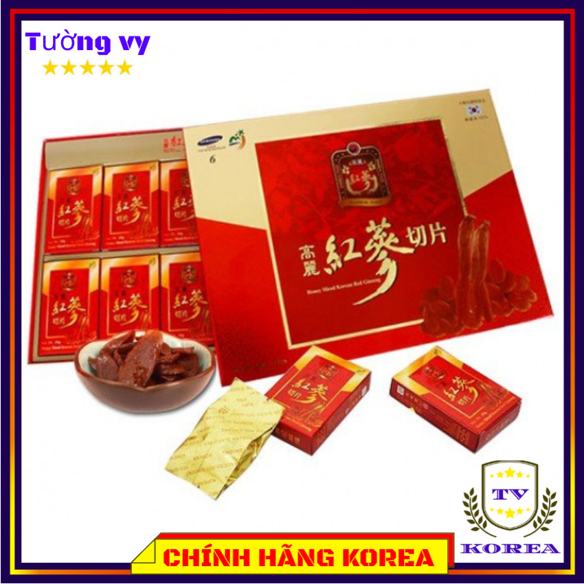 Hồng sâm tẩm mật ong, Sâm lát sambok hàn quốc hộp 200gr, chavykorea
