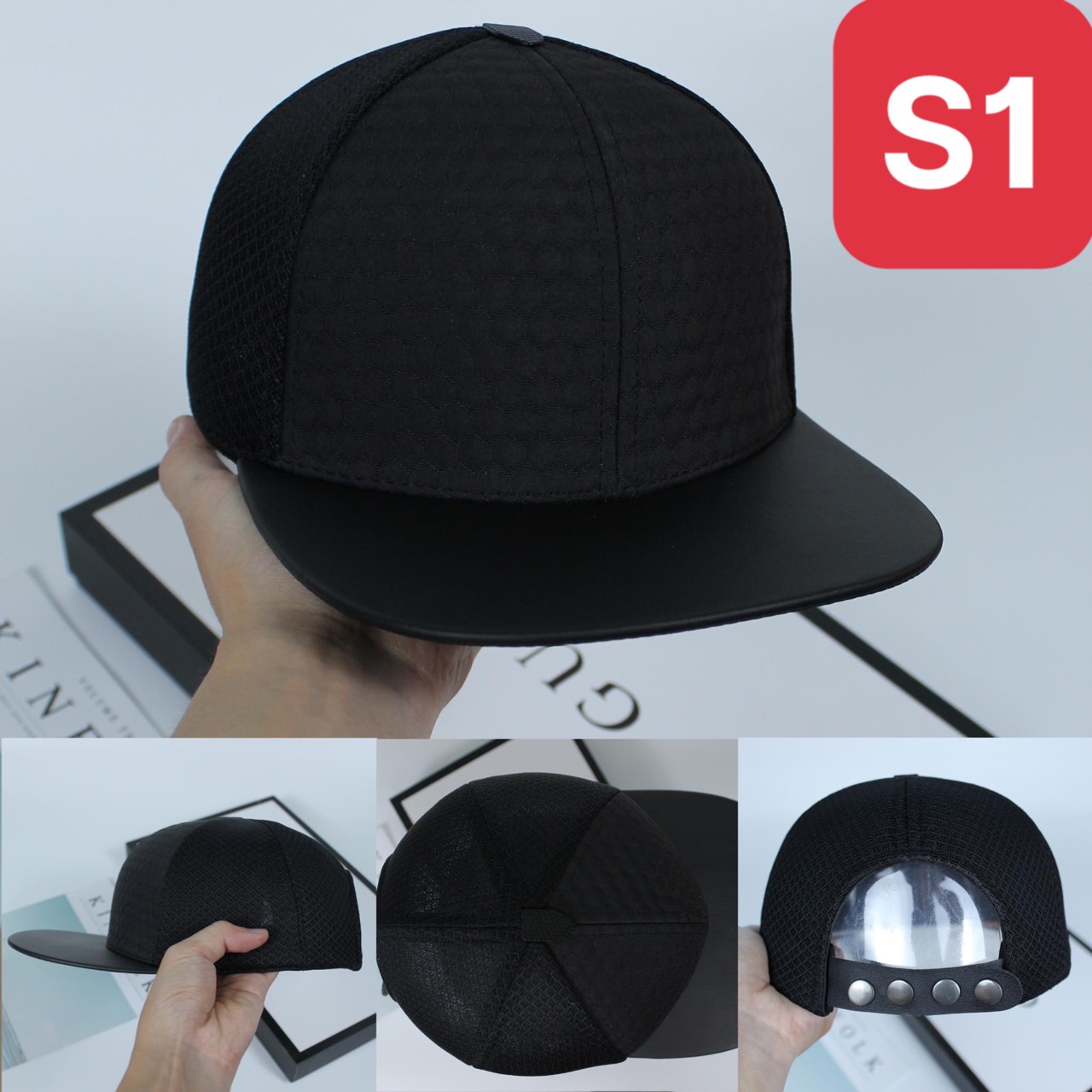 hiphop style delivery black mesh, snapback hats grain embossed high-grade, M3 - 3