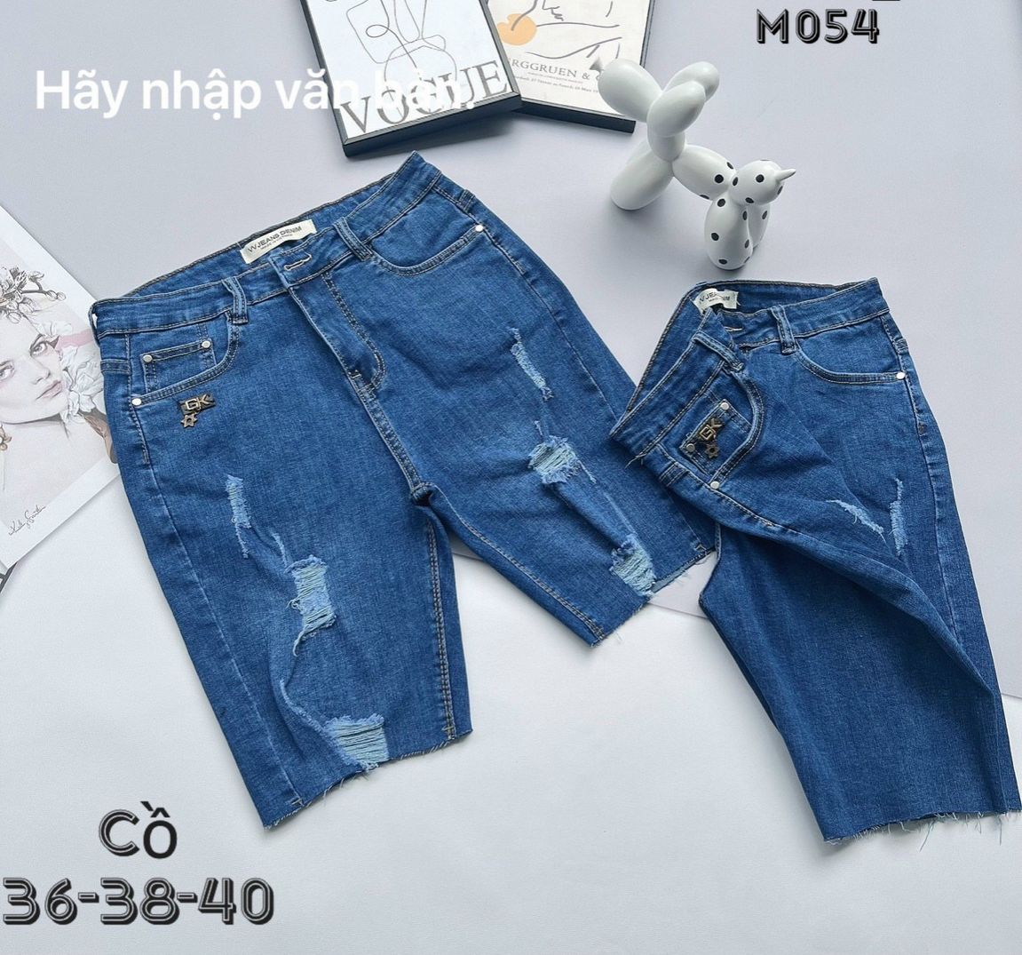 [60-70kg] Quần Ngố Jean Nữ Lưng Cao Hàng Co Giãn Mạnh Mẫu Rách Size Lớn