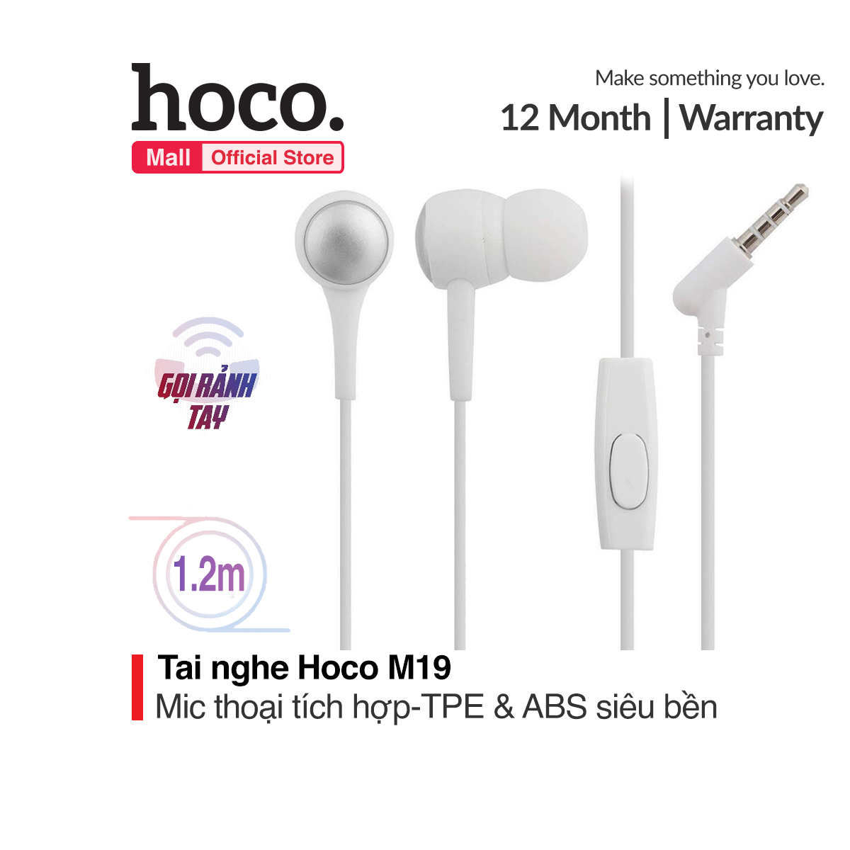 Tai nghe nhét tai Hoco M19 cho IOS và Android super bass khử ồn