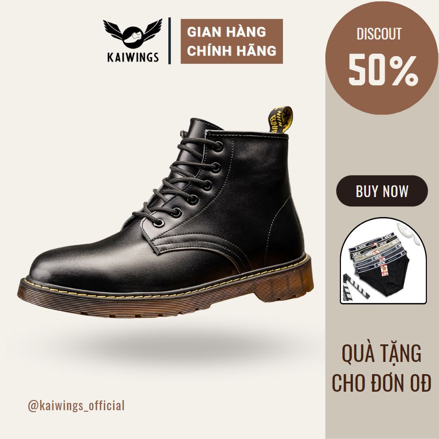 Giày đốc nam da bò cổ lửng chất chơi cao cấp kaiwings giày boot nam cổ cao da mềm hàn quốc gnk14