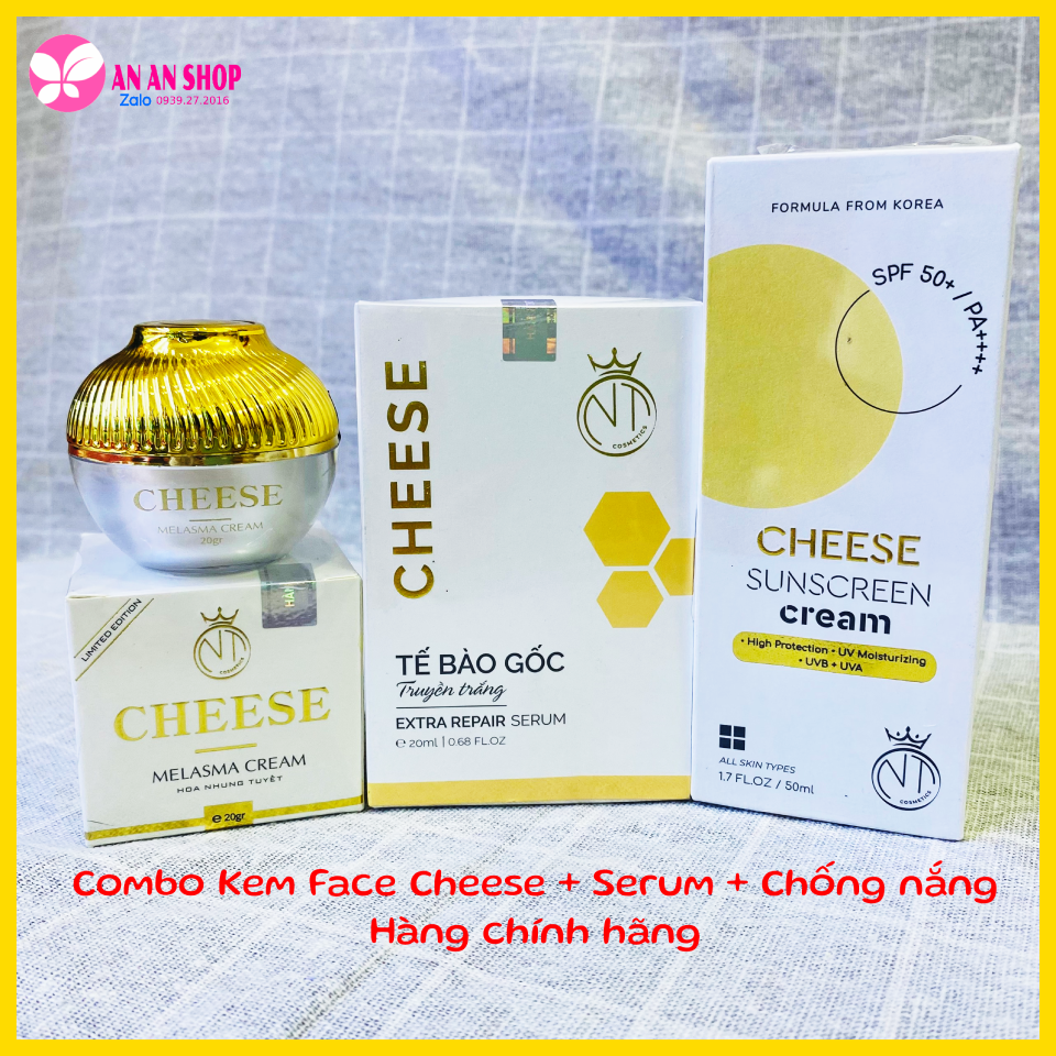 Combo Kem Face Cheese + Serum Truyền trắng + Chống nắng Cheese