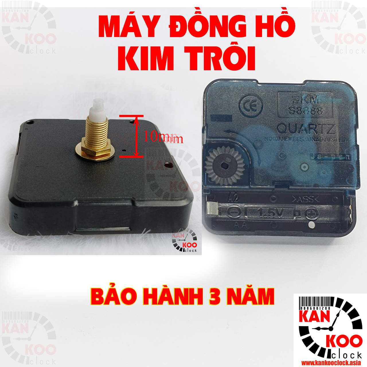 Máy đồng hồ treo tường kim trôi cốt dài 18mm loại xin skm8888 japan