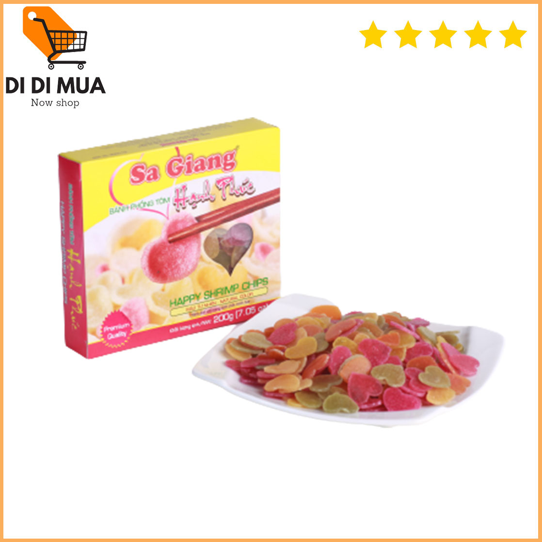 [HCM]BÁNH PHỒNG TÔM HẠNH PHÚC 200gram (Trái tim) SA GIANG