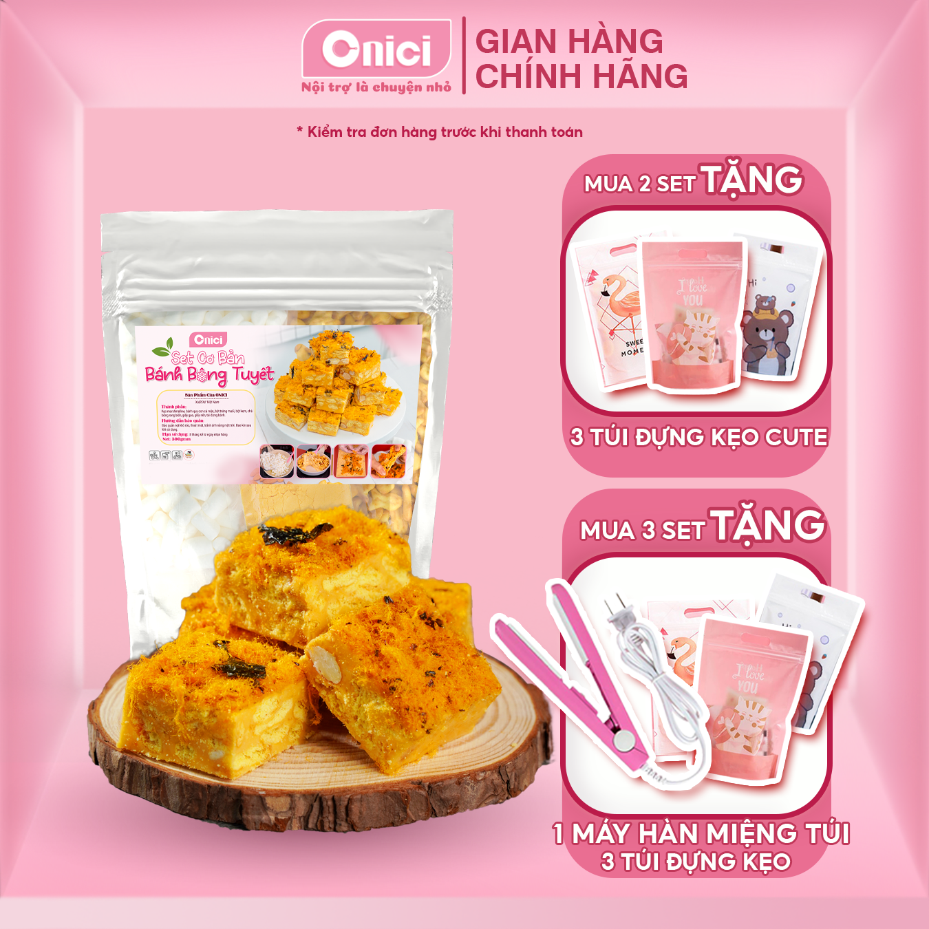 Set Bánh Bông Tuyết Hoàng Kim CƠ BẢN [set thường 20 viên] Bếp Của Mẹ ONICI - kèm công thức nấu tiện lợi