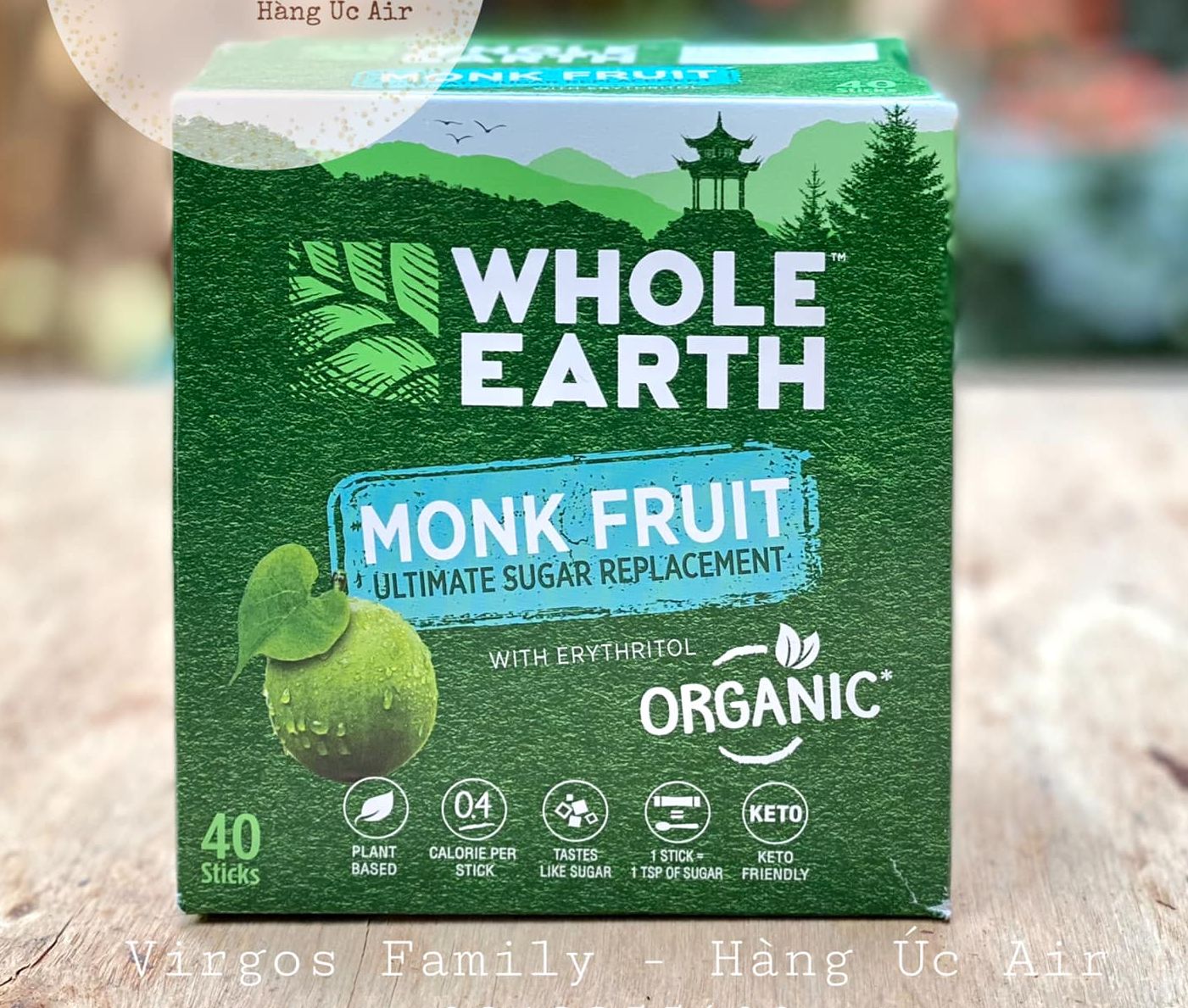 Đường ăn kiêng Organic WHOLE EARTH Monk Fruit