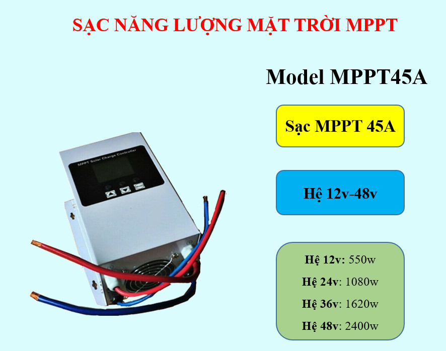 Sạc năng lượng mặt trời mppt 45a - phiên bản tiếng anh input 22-180v 3600w