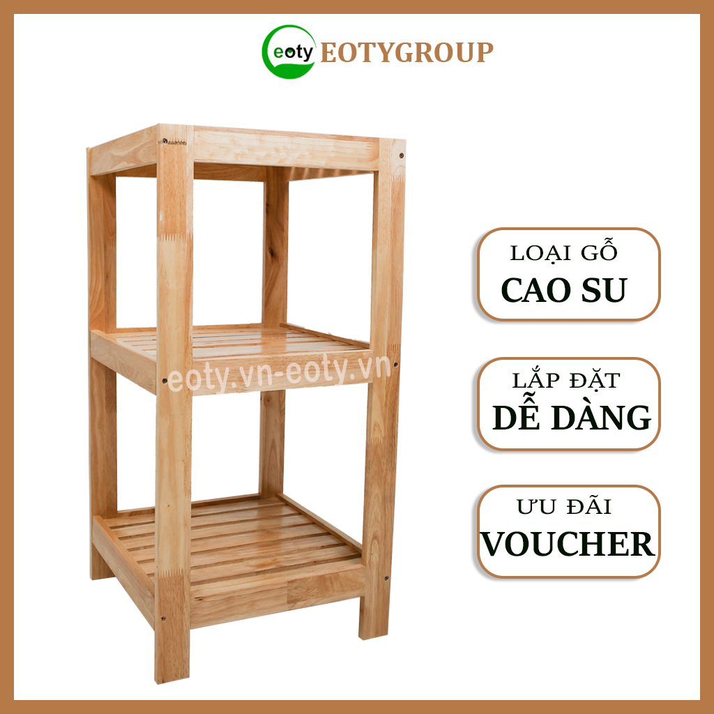 Kệ để đồ đa năng, tab đầu giường 3 tầng eotygroup gỗ cao su