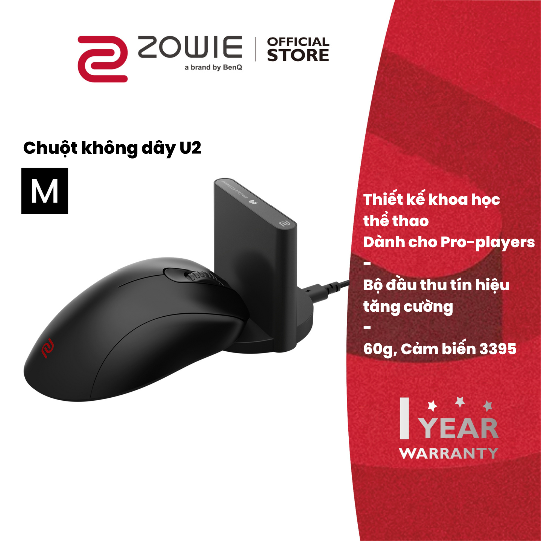 Chuột gaming không dây eSports BenQ ZOWIE U2 _ thiết kế riêng cho Claw-Grip, bánh lăn 24 nấc