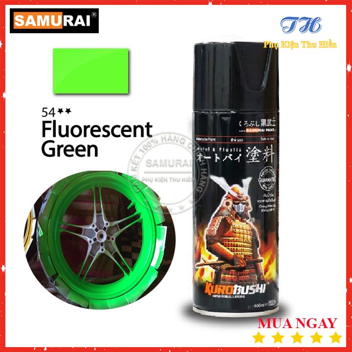 Sơn xịt samurai màu xanh lá huỳnh quang - mã 54