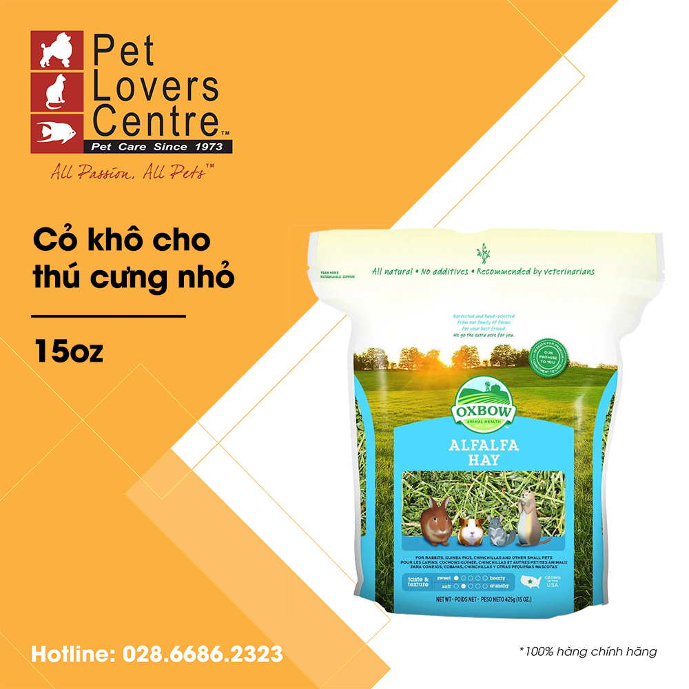 Cỏ khô cho thú cưng nhỏ oxbow alfalfa hay 15oz