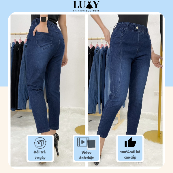 Quần jean nữ lưng thun, cạp chun co giãn 4 chiều Luxy V291 đủ size từ 40kg-80kg