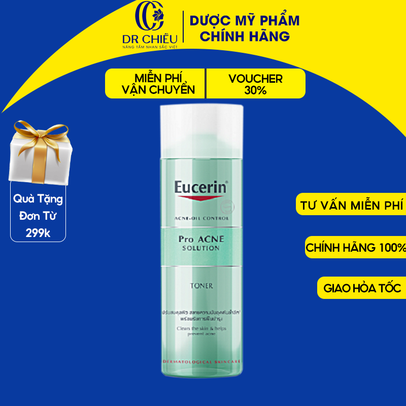 Toner eucerin ⚜️chính hãng⚜️ nước hoa hồng eucerin pro acne solution cho da dầu mụn 200ml