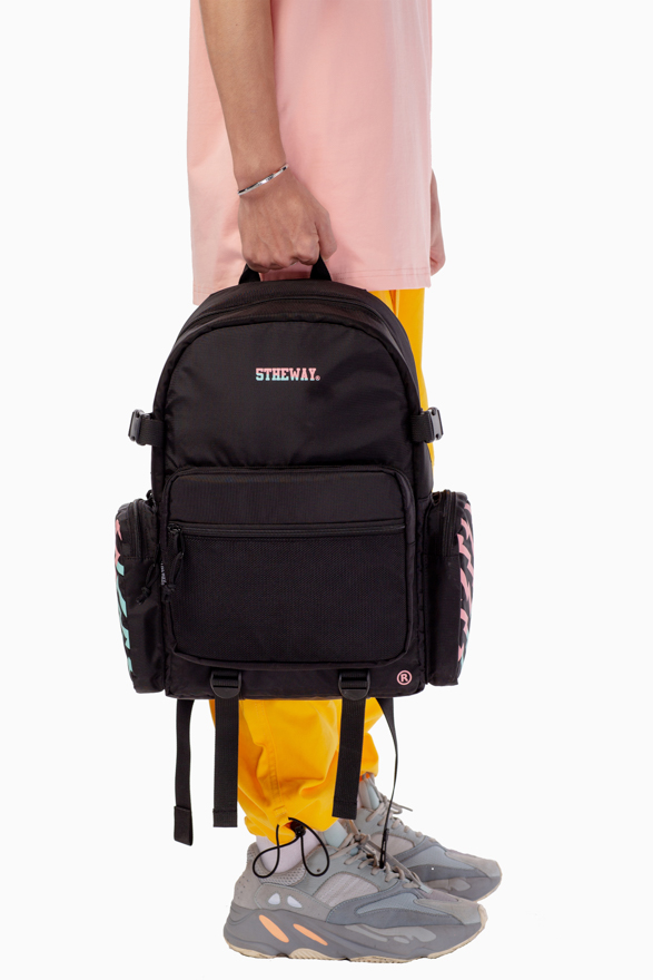 5THEWAY® Balo Đỏ Xanh aka /two tones/ ROCKET BACKPACK™ in SELL PINK/BOOK GREEN™