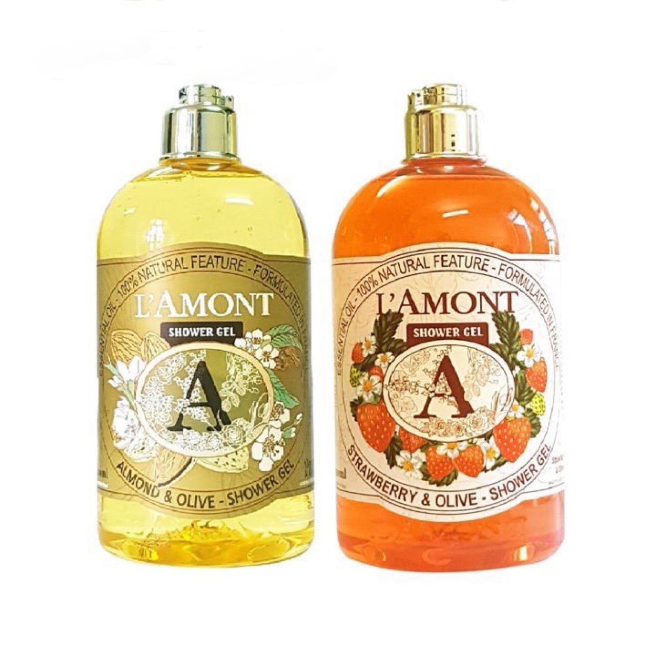 Combo 2 chai Sữa Tắm LAmont En Provence Hương Dâu Tây và Hương Hạnh Nhân 500ml/chai