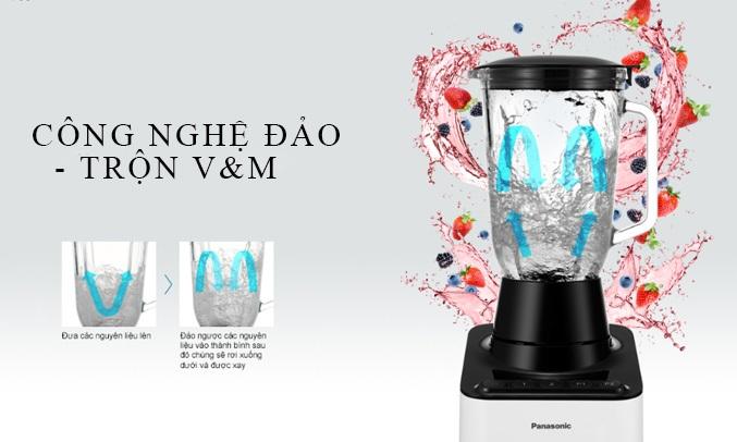 Máy xay sinh tố Panasonic MX-V300KRA với công nghệ đảo - trổn W&M giúp việc xay cắt hiệu quả hơn