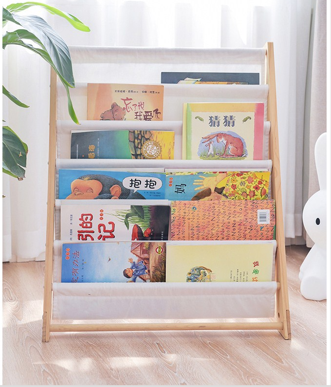 Kệ đựng sách, kệ sách gỗ cho bé GU DECOR WOODEN giá sách 7 tầng bằng vải kèm khung gỗ cao cấp