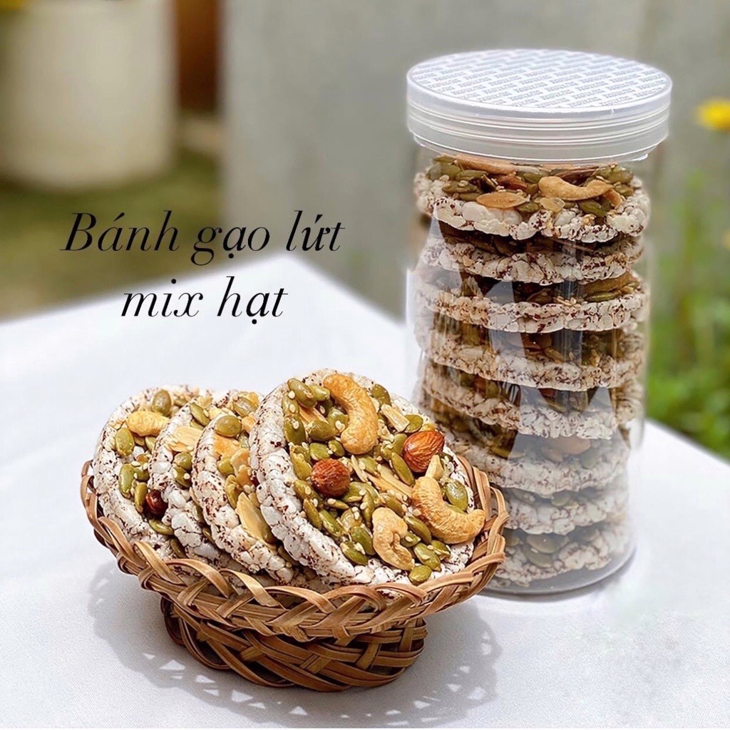 Bánh gạo lứt hạt dinh dưỡng, bánh nổ gạo lứt nướng mật ong hạt ngũ cốc thơm ngon giàu dinh dưỡng