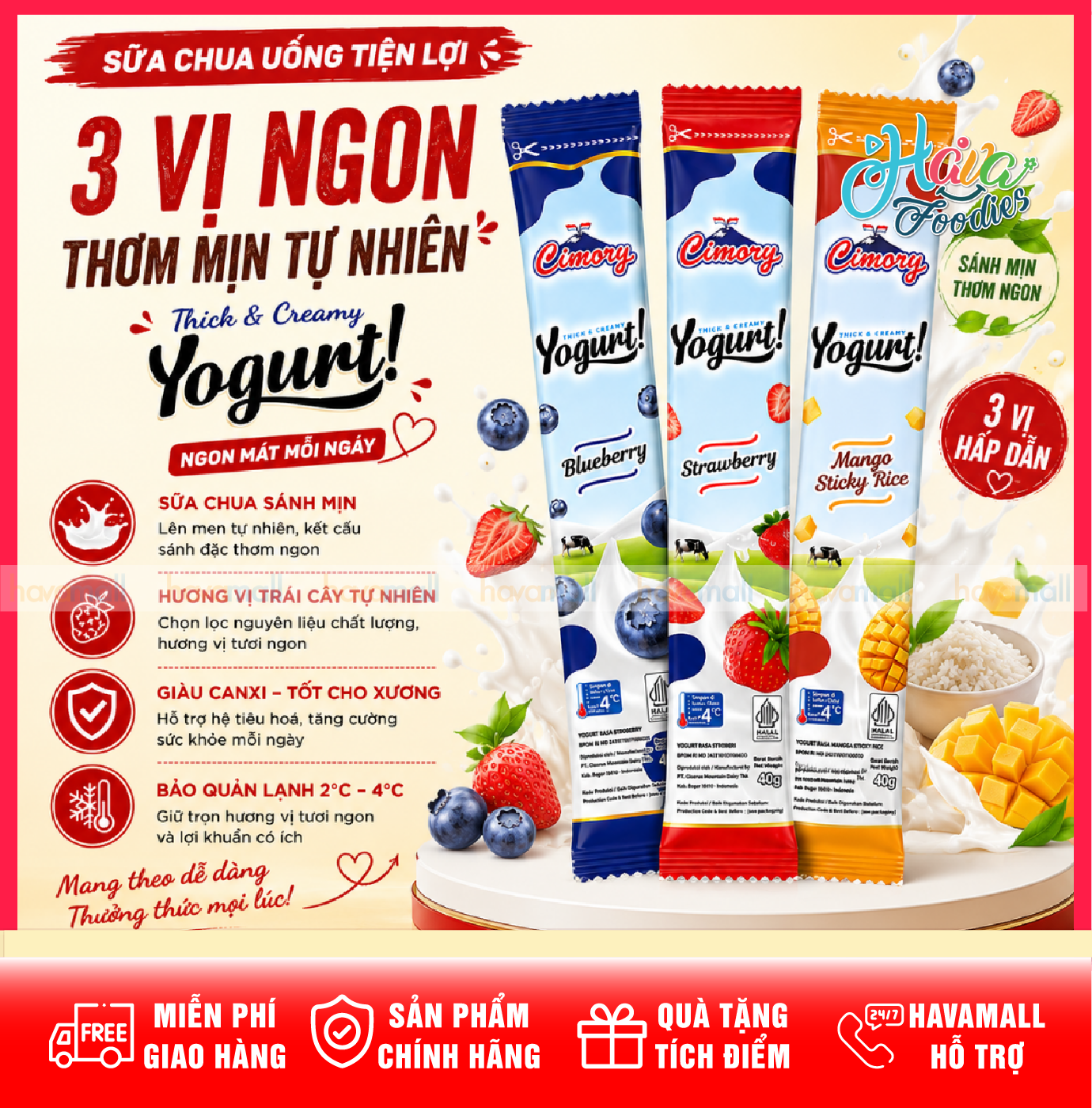 Sữa Chua Túi Trái Cây Lạnh Indonesia Cimory 40g – Cimory squeeze yogurt