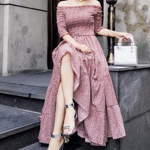 [HCM]Đầm maxi bẹt vai Sang Trong - lindashop