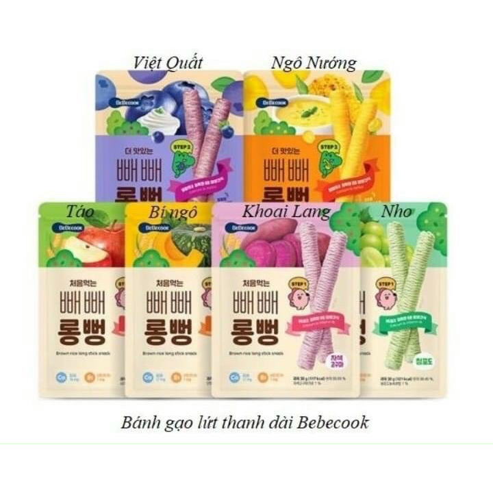 Bánh gạo lứt ăn dặm cho bé BeBecook dạng thanh dài