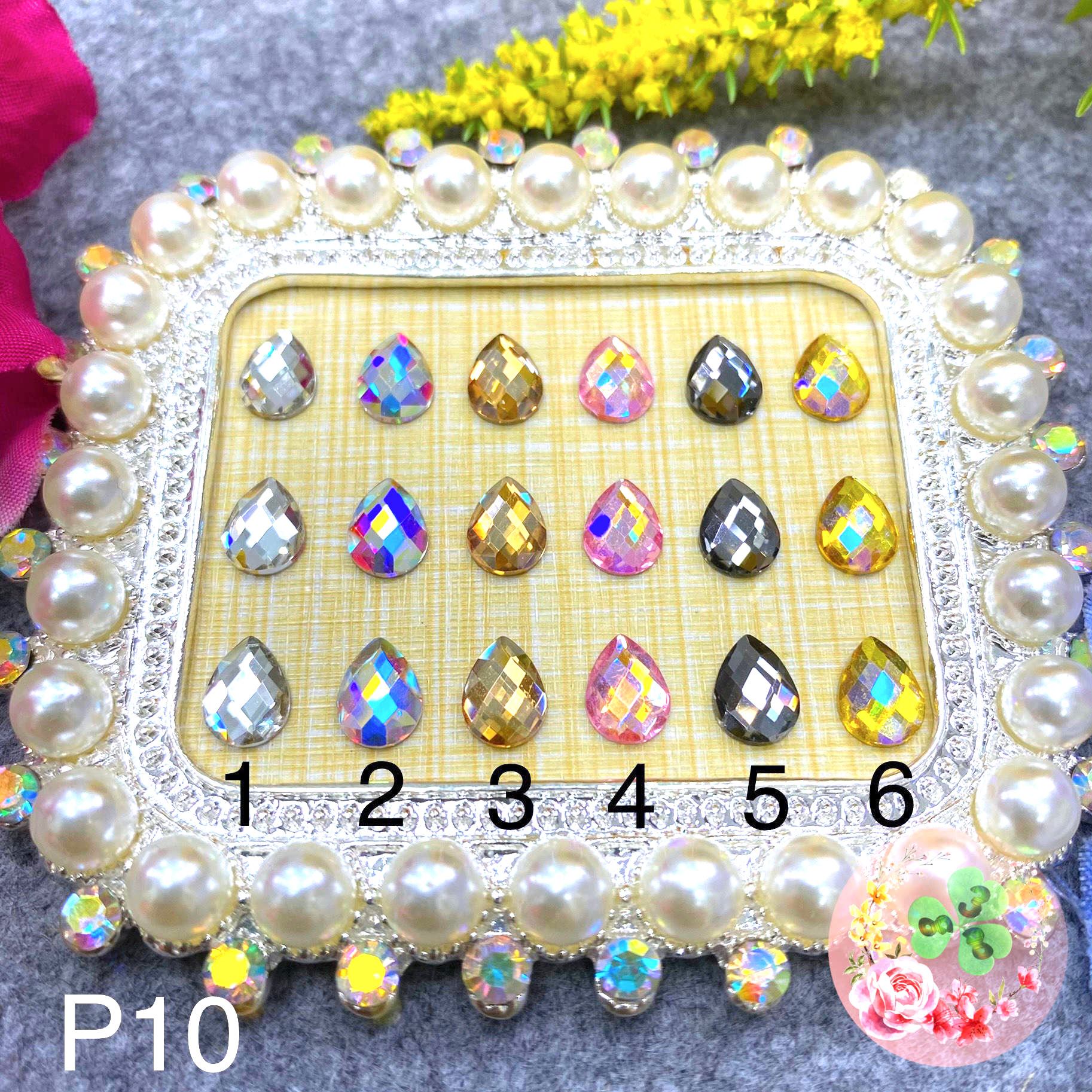 Màu P10. Đá khối chân bằng siêu bắt sáng đính dán móng.