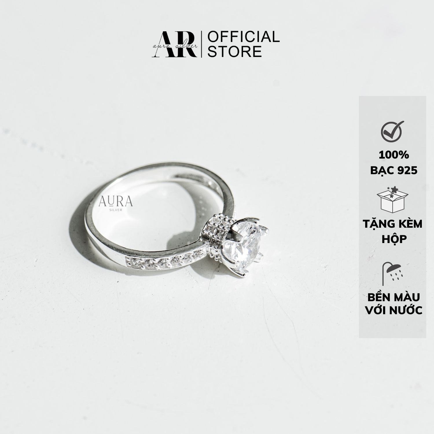 Nhẫn nữ bạc 925 nhẫn bạc đế vương miện tinh tế-AURASILVER-N40
