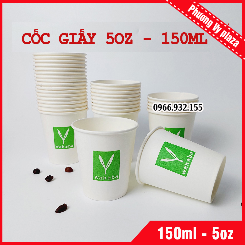 50 chiếc cốc giấy 150ml - 5oz tai thỏ xanh ly giấy nhập khẩu hàn quốc