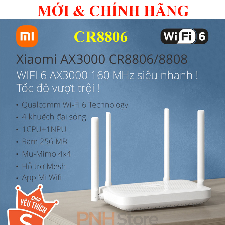 Router Wifi Xiaomi AX3000 CR8806 8808 Mẫu 2023 Chuẩn WIFI 6 Hỗ trợ Mesh