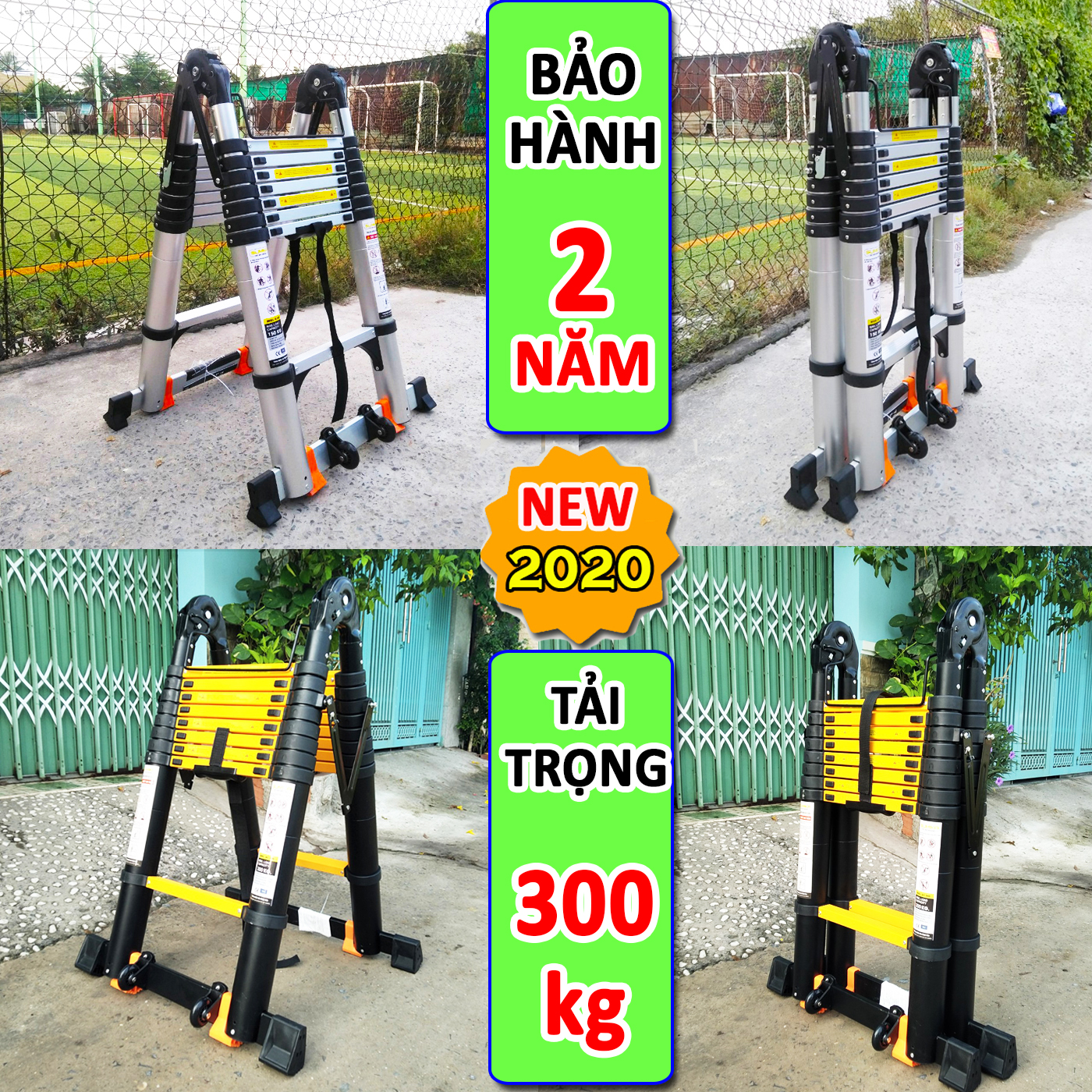 Thang nhôm rút xếp đôi chữ a 2.8m, duỗi thẳng 5.6m sumika sk560d & sks560d tải trọng 300kg