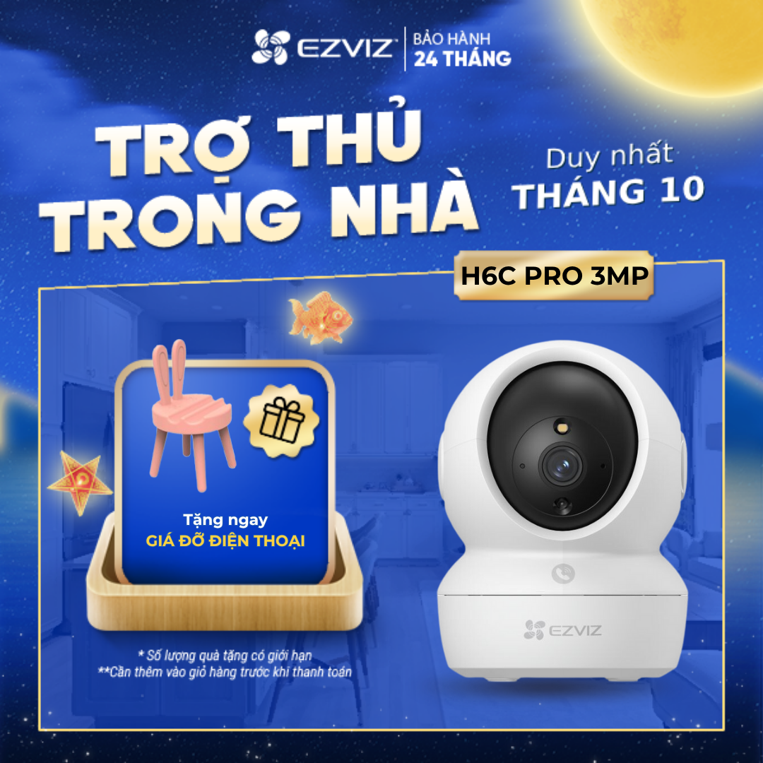 Camera WI-FI EZVIZ H6c Pro 3MP Quay Quét 360 Độ, Chạm để gọi điện, Đàm thoại 2 chiều, Ghi hình màu ban đêm