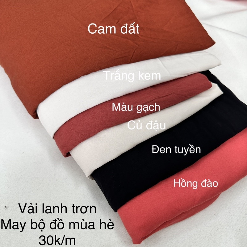 Vải lanh cotton- vải lanh trơn 100% cotton có 8 màu sắc- siêu mát -mềm mịn- chỉ 30k.1mm