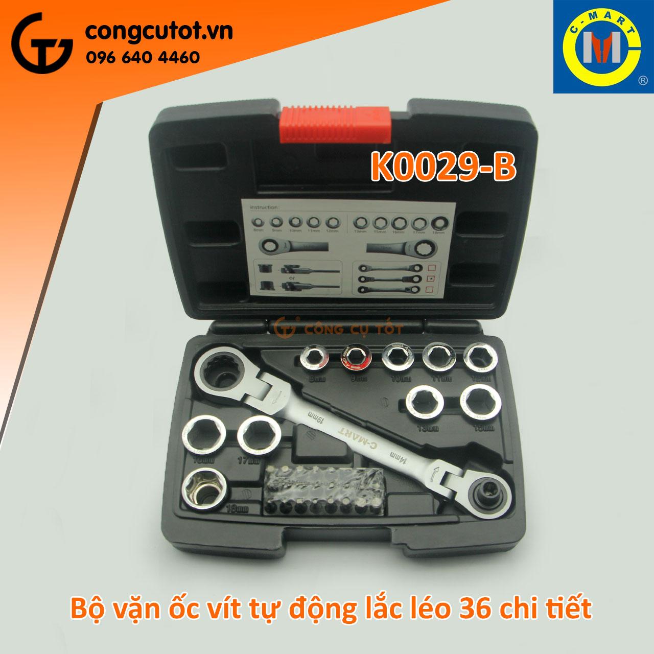 Bộ cờ lê lắc léo 36 chi tiết 36 chi tiết c-mart k0029-b