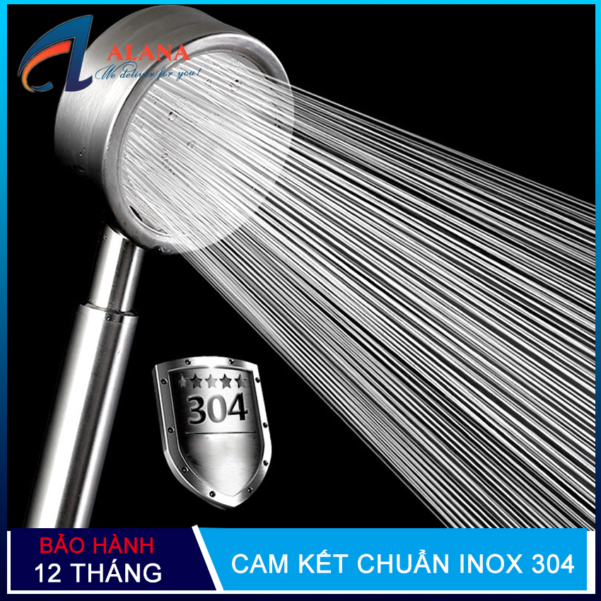 Tay sen tắm, vòi hoa sen tăng áp tròn inox 304